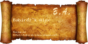 Babirák Alex névjegykártya